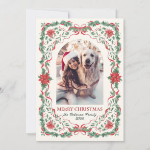 Carte de Noël photo arch Botanique Feuillage Rouge