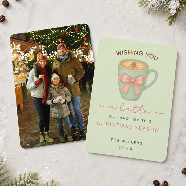 Carte de Noël photo avec beaucoup d'amour Latte (Wishing You a Latte Love Photo Christmas Card)