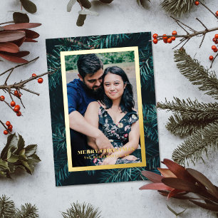 Carte de Noël photo avec cadre en pin moderne en f