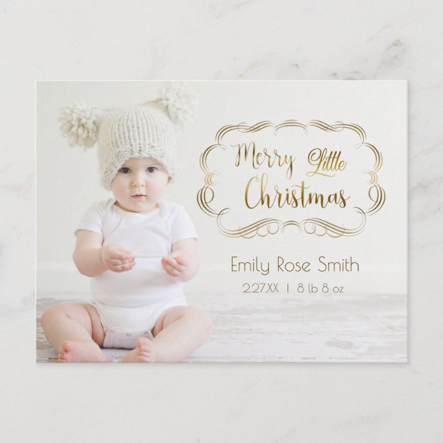 Carte de Noël photo avec calligraphie dorée pour l (Devant)