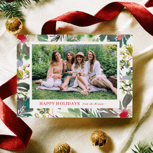 Carte de Noël photo avec des baies hivernales fest