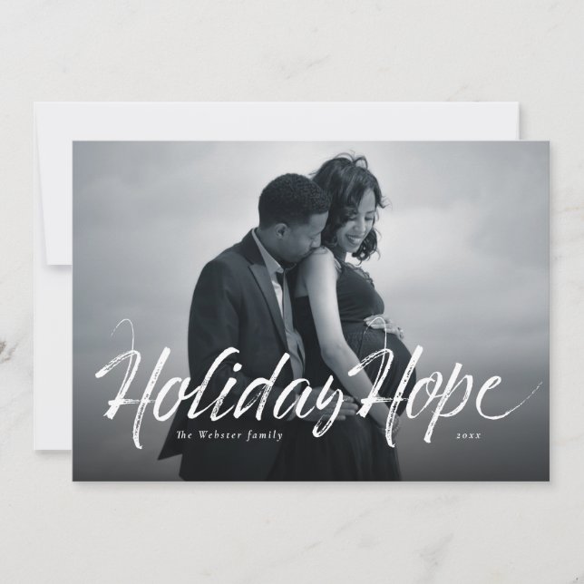 Carte de Noël photo avec écriture moderne Holiday  (Devant)