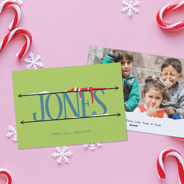 Carte de Noël photo avec enseigne de nom de farces (Créateur téléchargé)
