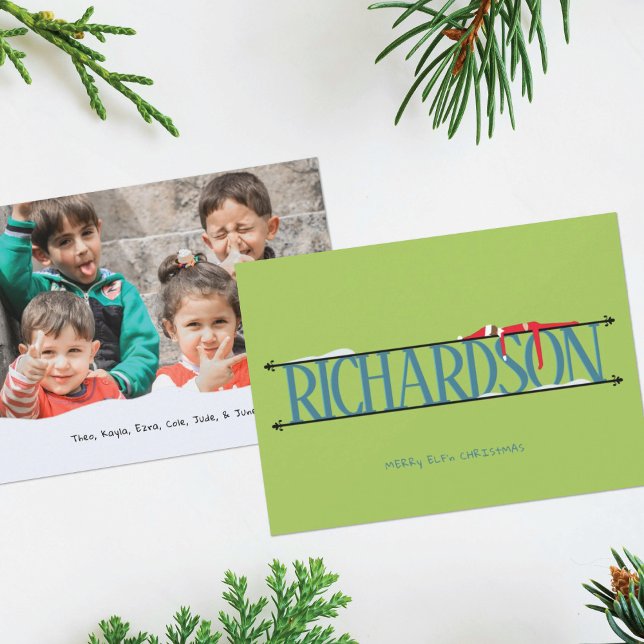 Carte de Noël photo avec enseigne de nom de farces (Créateur téléchargé)