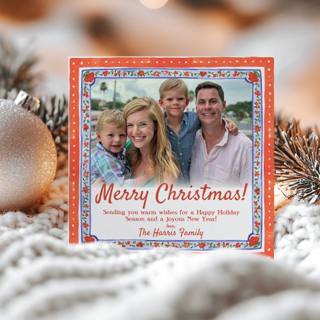 Carte de Noël photo avec impression de bloc floral (Créateur téléchargé)