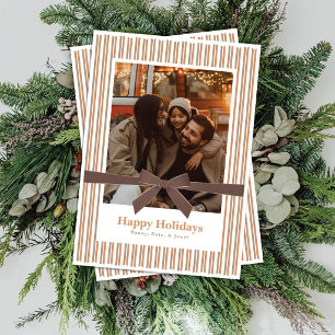 Carte de Noël photo avec nœud en velours moka