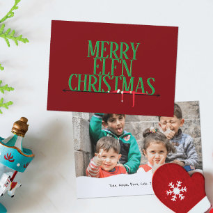 Carte de Noël photo avec panneau de bienvenue aux 