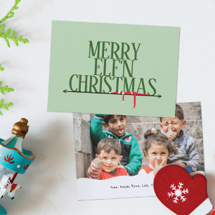 Carte de Noël photo avec panneau de bienvenue aux 