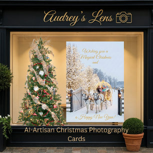 Carte de Noël photo avec promenade en calèche magi