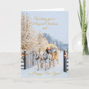 Carte de Noël photo avec promenade en calèche magi