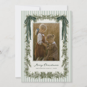 Carte de Noël photo avec ruban et rayures en velou