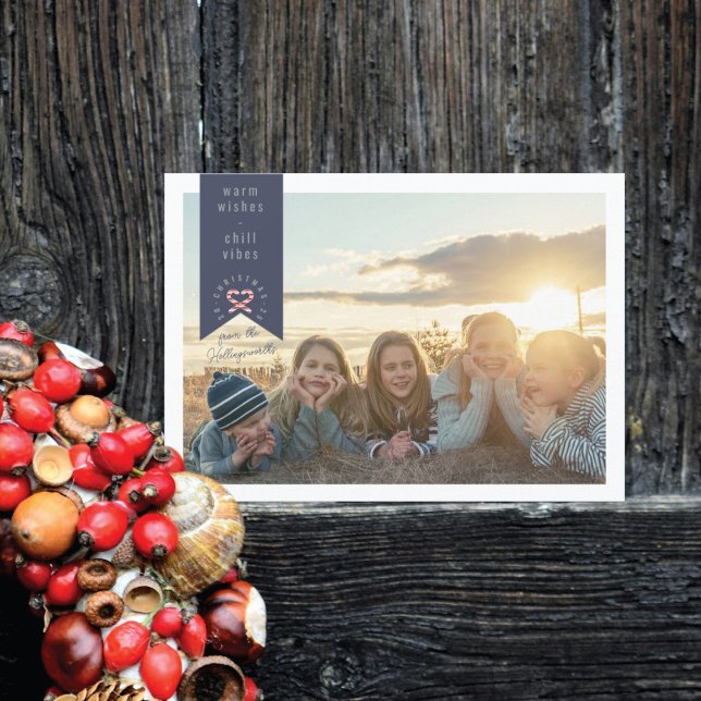 Carte de Noël photo avec ruban Navy (Créateur téléchargé)