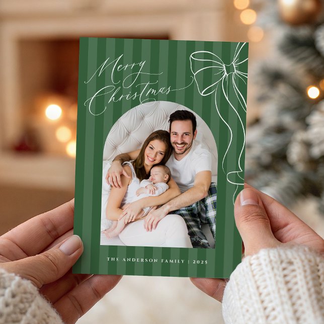 Carte de Noël photo avec ruban vert (Créateur téléchargé)