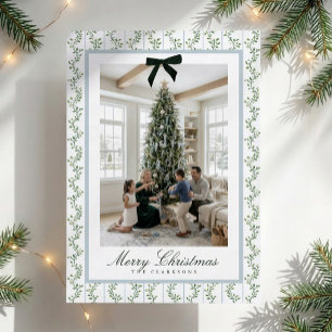 Carte de Noël photo avec ruban vert grandmillennia