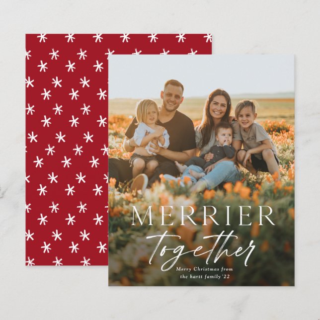 Carte de Noël photo avec texte Joyeux Noël Ensembl (Devant / Derrière)