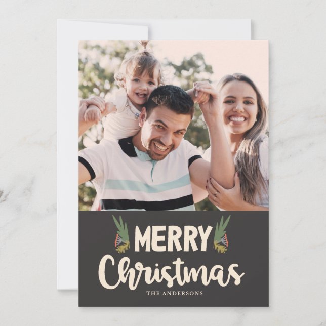 Carte de Noël photo avec vœux gras (Devant)