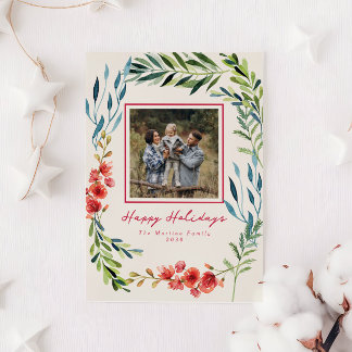 Carte de Noël photo botanique aquarelle