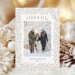 Carte de Noël photo botanique rustique et joyeuse 