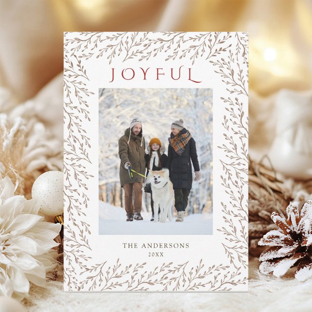 Carte de Noël photo botanique rustique et joyeuse  (Créateur téléchargé)
