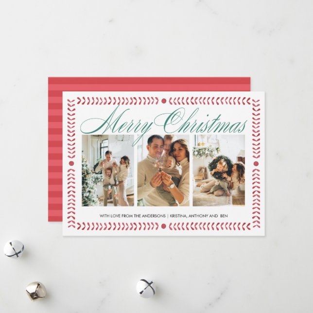 Carte de Noël photo cadre rouge (Devant/Arrière en situation)