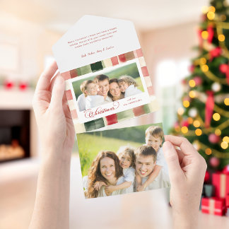 Carte de Noël photo calligraphiée avec motif écoss