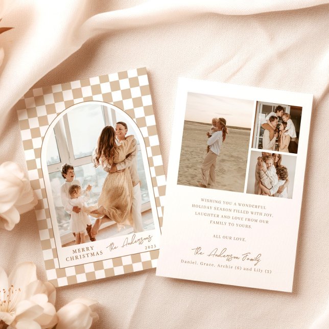 Carte de Noël photo | Carte moderne Checker Holida (Créateur téléchargé)