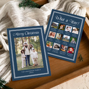 Carte de Noël photo classique Navy Double Border Y