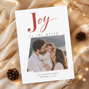 Carte de Noël photo créative Joy To The World Scri