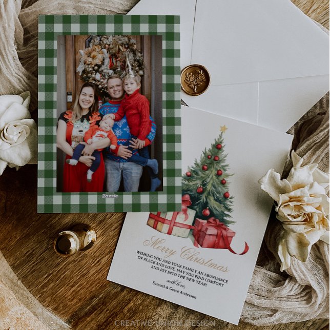 Carte de Noël photo d'arbre de Noël à l'aquarelle (Créateur téléchargé)