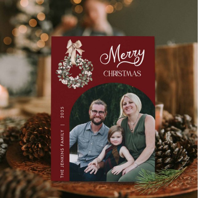 Carte de Noël photo d'arche Joyeux Noël (Arched Photo Christmas Greeting Card)