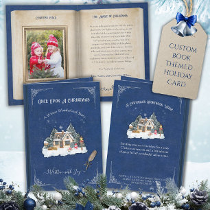Carte de Noël photo de conte de fées Bleu Hiver