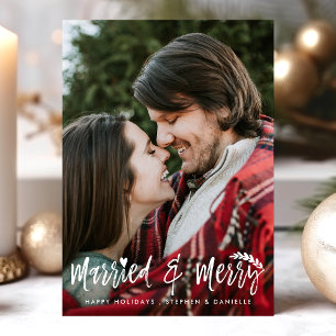 Carte de Noël photo de couples de jeunes mariés 'M