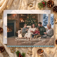 Carte de Noël photo de famille nordique cosy