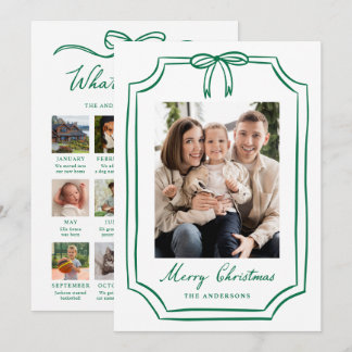 Carte de Noël Photo de l'année avec un Ruban Vert
