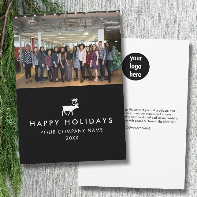 Carte de Noël photo de l'équipe d'affaires (Business Team Photo Logo Photo Christmas Card)
