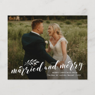 Carte de Noël photo de mariage et joyeux