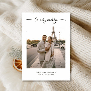 Carte de Noël Photo de Nouvellement Mariés avec Éc