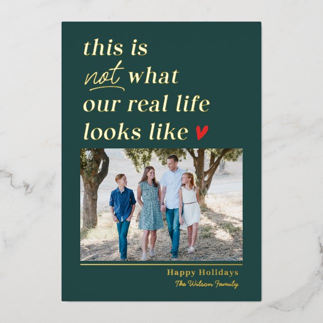 Carte de Noël photo de vacances en aluminium réali (Recto)