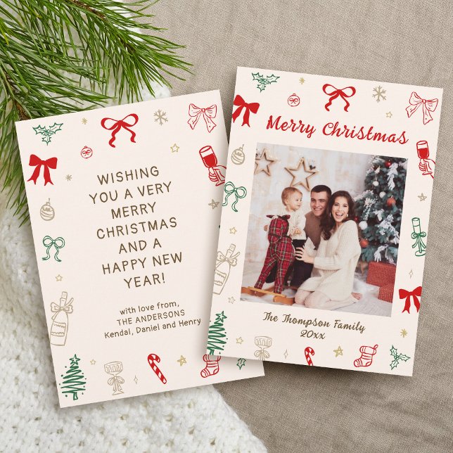 Carte de Noël photo dessinée à la main (Créateur téléchargé)