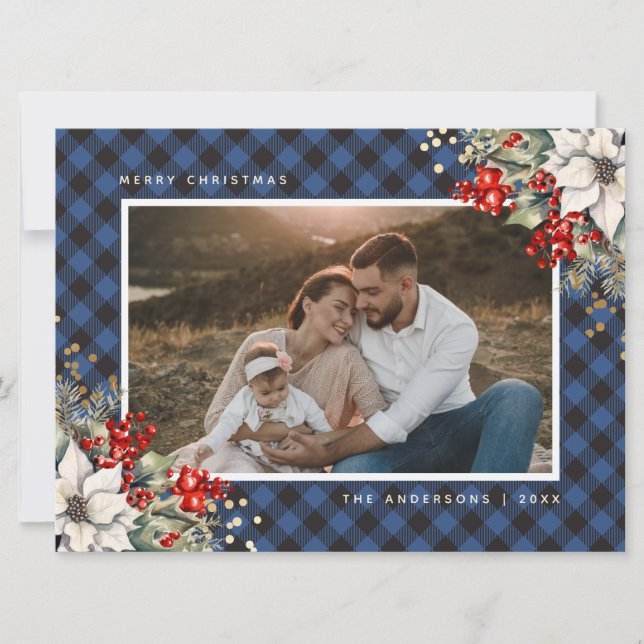 Carte de Noël photo d'Euphorbe et de Houx à l'aqua (Devant)