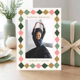Carte de Noël photo diamant à main levée pliée