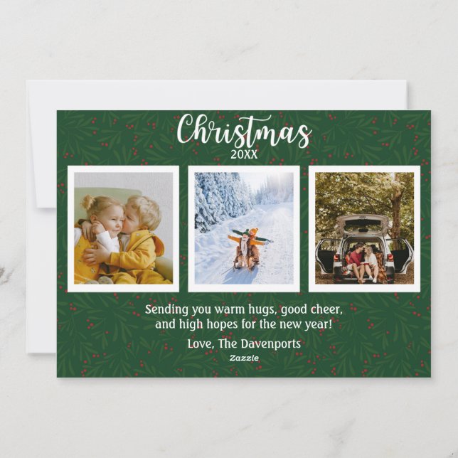 Carte de Noël photo du plus joyeux endroit vert (Dos)