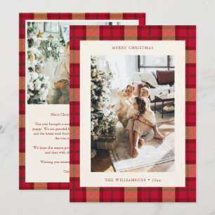 Carte de Noël Photo Écossaise Rouge Classique