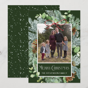 Carte de Noël photo élégante à l'aquarelle avec ve
