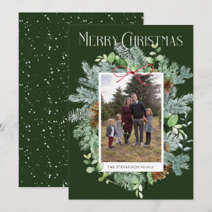 Carte de Noël photo élégante à l'aquarelle avec ve