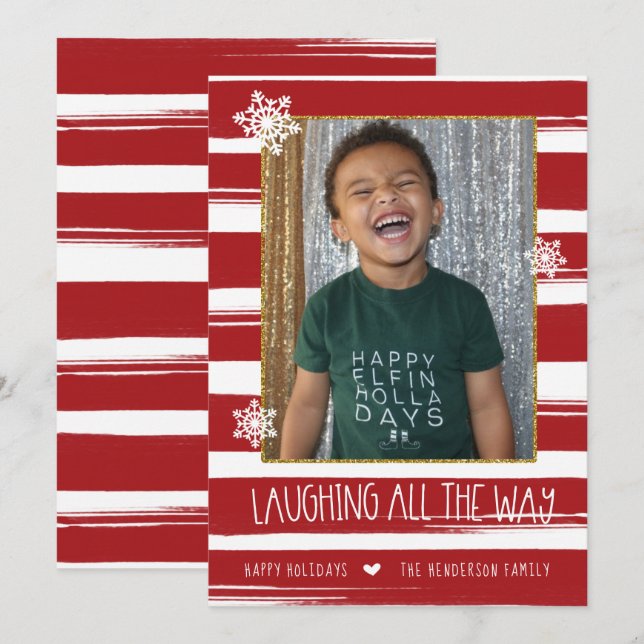 Carte de Noël photo en riant tout le long (Devant / Derrière)