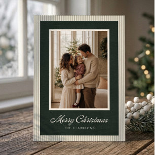 Carte de Noël photo en velours vert foncé de colle
