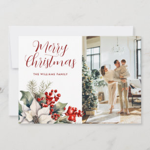 Carte de Noël photo Étoile de Noël Baies rouges de