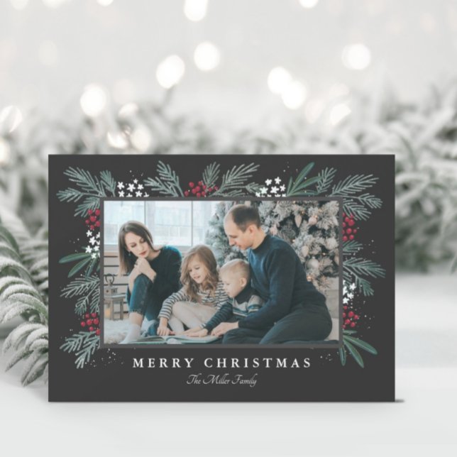 Carte de Noël photo Evergreen Spray (Créateur téléchargé)