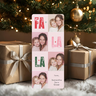 "Carte de Noël photo Fa La La Rose et festive "